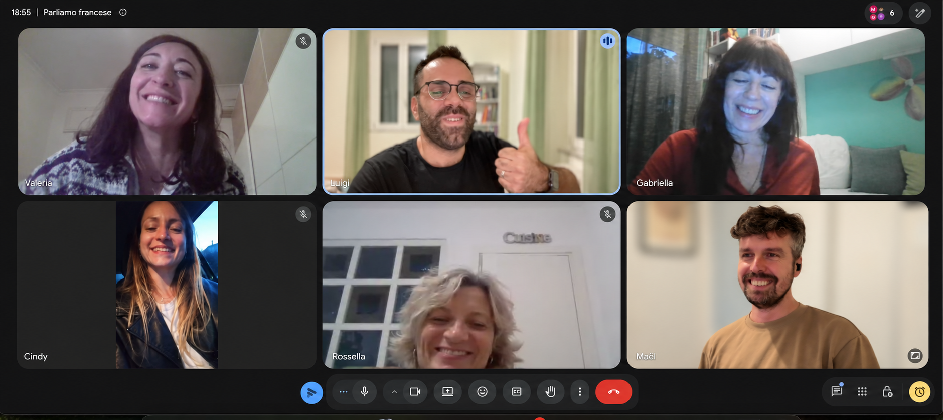 Il gruppo del mercoledì durante una conversazione con Maël, con i soli nomi di battesimo